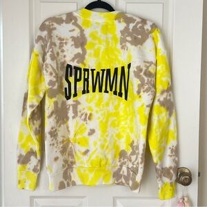 NWT SPRWMN Oversized Crewneck Lemonade Tie Dye 100% Cotton Fleece Sweatshirt XS